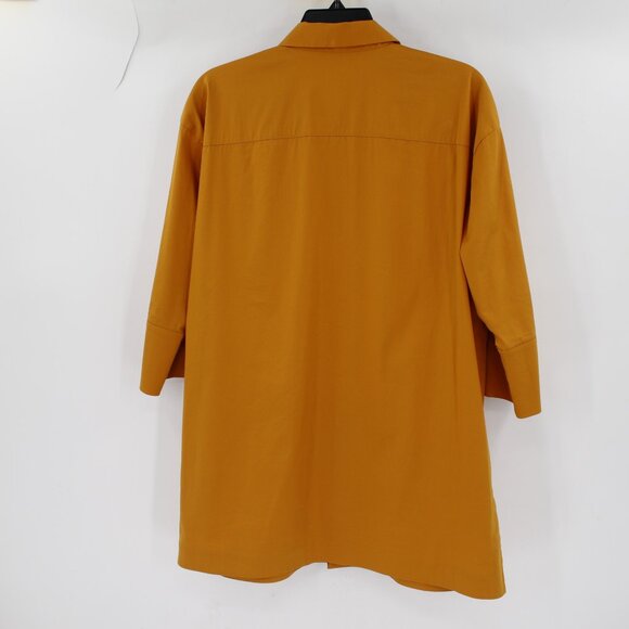 Lafayette 148 tunic shirt women's small short sleeve button up orange cotton - Picture 10 of 16